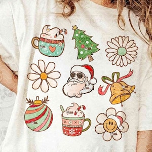 Retro Christmas Grid PNG, Holiday Sublimation, Vintage Christmas png, Boho Santa png, Christmas Latte, Xmas Ornament, Christmas Tree png digital download