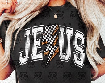 Checkered Jesus Png, Christian Shirt Png, Faith Png, Religious Png, Christian Png, Jesus Lightning Bolt Png, Retro Jesus png download
