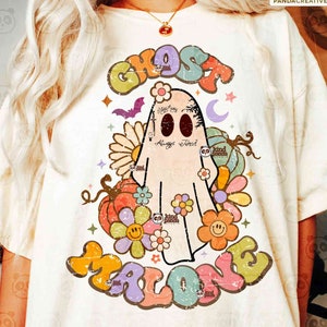 Blumengeist Malone PNG, lustige Halloween Png Sublimation, Konzert Geist Clipart, Retro Herbst png, trendige Halloween Shirt Design Download