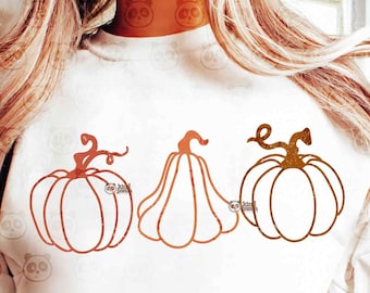 minimal pumpkins svg png dxf, outlined fall svg, thanksgiving cut file, fall shirt design, autumn vibes cricut glowforge silhouette cameo