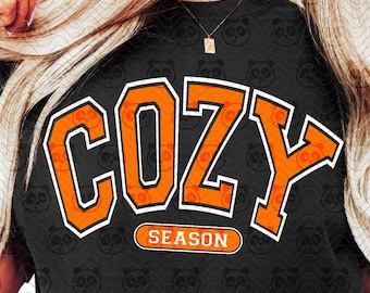 Distressed Cozy Season PNG SVG, Trendy Fall svg cut file, Retro Thanksgiving png, Vintage Fall Shirt Sublimation, Varsity Fall png download