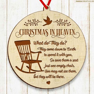 Christmas in Heaven Ornament SVG DXF LASER Cut Digital File / Memorial Ornament svg cut file / round Christmas ornament png / xmas printable