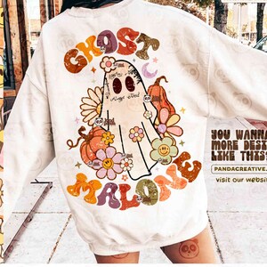 Ghost Malone PNG, Retro Floral Halloween Sublimation, Groovy Ghost Clipart, Fall png, Trendy Halloween Shirt DTF Transfer, funny halloween
