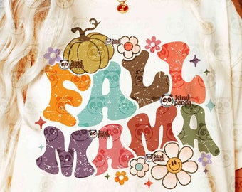 Retro Fall Mama PNG SVG, Pumpkin Mom Png, Groovy Fall Png Sublimation, Fall Shirt png, Vintage Fall Season png, Boho Autumn svg cut file