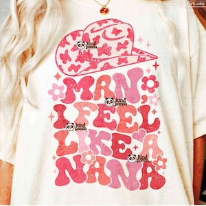 Man I Feel like a Nana PNG SVG, Western Nanny Shirt Sublimation, Funny Expecting Baby, Cowgirl Grandma, pink leopard, gender reveal party