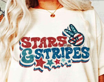 Stars and Stripes PNG, Retro America png, 4th Of July png, Trendy USA T-Shirt png Digital Download Vintage USA png DtF Transfer designs