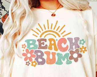 Floral Beach Bum SVG PNG, Retro Summer Sublimation, Boho Vacation Shirt Design, Beach Vibes, Ocean Life, Groovy Girls Summer Trip svg file