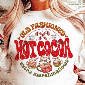 Kerst warme chocolademelk png, vintage kerst warme chocolademelk T-shirt DTF-ontwerp, vakantie winter noordpool warme chocolademelk reep, png Sublimatie