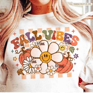Checkered Fall Vibes PNG, Retro Fall png Shirt Sublimation, Cozy Season png, Thanksgiving png, Groovy Fall Shirt PNG DTF transfer files