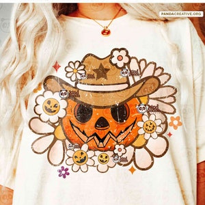Floral Western Pumpkin PNG, Retro Halloween Sublimation, Cowboy Pumpkin, Country Fall Shirt png, Vintage Boohaw, Cowboo, Howdy Pumpkin png digital download