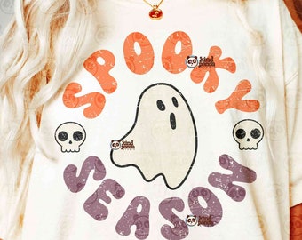 Stagione spettrale retrò SVG PNG, sublimazione spettrale groovy, design di trasferimento DTF per maglietta fantasma carina, file di taglio SVG Ghoul vintage / download digitale