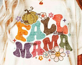 Retro Fall Mama PNG SVG, Groovy Fall Png Sublimation, Thanksgiving Shirt png, Vintage Fall Season png, Boho Autumn Mom svg cricut cut file
