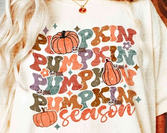 Retro Pumpkin Season PNG SVG, Groovy Fall Png Sublimation, cute pumpkins, Fall Shirt DTF Design, Thanksgiving Boho Fall vibes png download