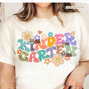 Blumen Kindergarten PNG SVG, Groovy Vorschule Lehrer Retro Shirt Sublimation, Kindertagesstätte Kindergarten Schule, Boho Babysitter Dtg DTF Transfer