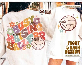 Retro Volleyball Mama SVG PNG, Floral Busy Raising Ballers