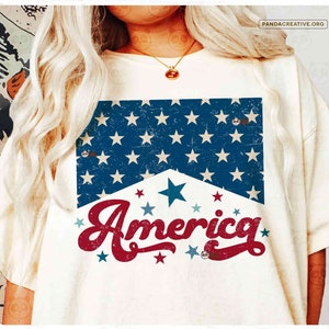 Vintage America PNG SVG, Distressed Retro USA Sublimation, American Cowgirl Shirt Design, 4th Of July, Rustic American Babe png Dtf Transfer