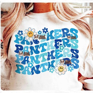 Retro Panthers SVG PNG, sublimação de mascote de faculdade bacana, camisa de dia de jogo angustiado, transferência DTF de garota de torcida angustiada, download digital