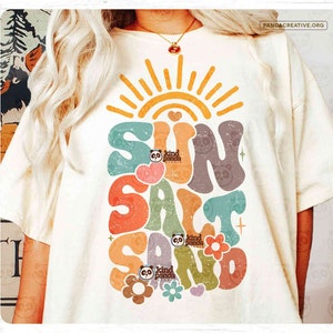 Retro Floral Summer SVG PNG, Sun Salt Sand, Groovy Beach Shirt Sublimation, Boho Vacay Mode, Ocean Hoodie Back Design DTF Transfer Cricut Cutting File Digital Download
