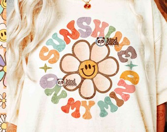 Groovy Smile Summer SVG PNG Sublimation, Sunshine On My Mind, Retro Vacation Shirt Cut File, Motivational Beach svg, Happy Summer Vibes png