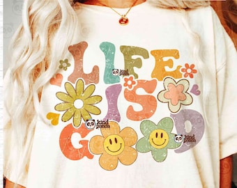 Floral Life is good SVG PNG Sublimation, Retro Summer Shirt Design, Groovy Hoodie Dtf Transfer, Boho trendy girls apparel, Aesthetic Smile