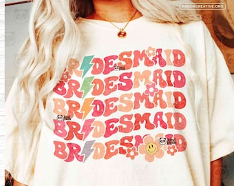 Groovy Bridesmaid SVG PNG Sublimation, Retro Bachelorette Party, Lightning Bolt Bridesmaid png, Nashville Bridal Trip svg Cricut Cut File