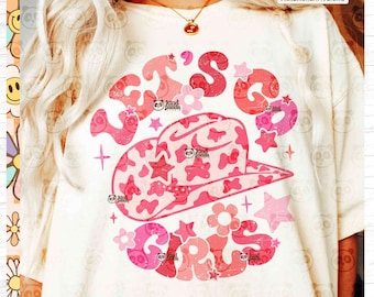Let's Go Girls png, roze cowgirl-shirt png-sublimatie, Western Girls Trip png, Howdy Bride Team, vrijgezellenfeest png