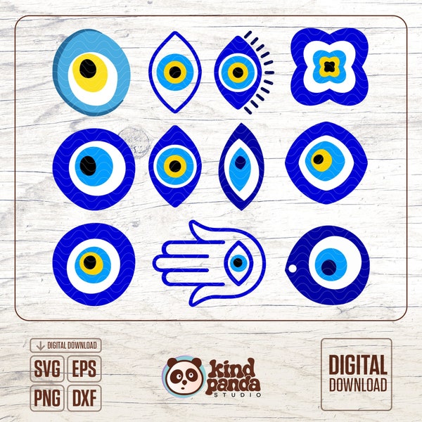 Turkish Evil Eye SVG Bundle / Symbol of Protection PNG | Greek Theology Design, Mystical Eye SVG DxF Cricut Cut File, Nazar Bohemian Clipart