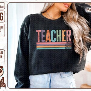 retro vintage teacher png back to school png teacher life png teach png believer innovator motivator educator teacher t-shirt png summer teacher png download dtf transfer design