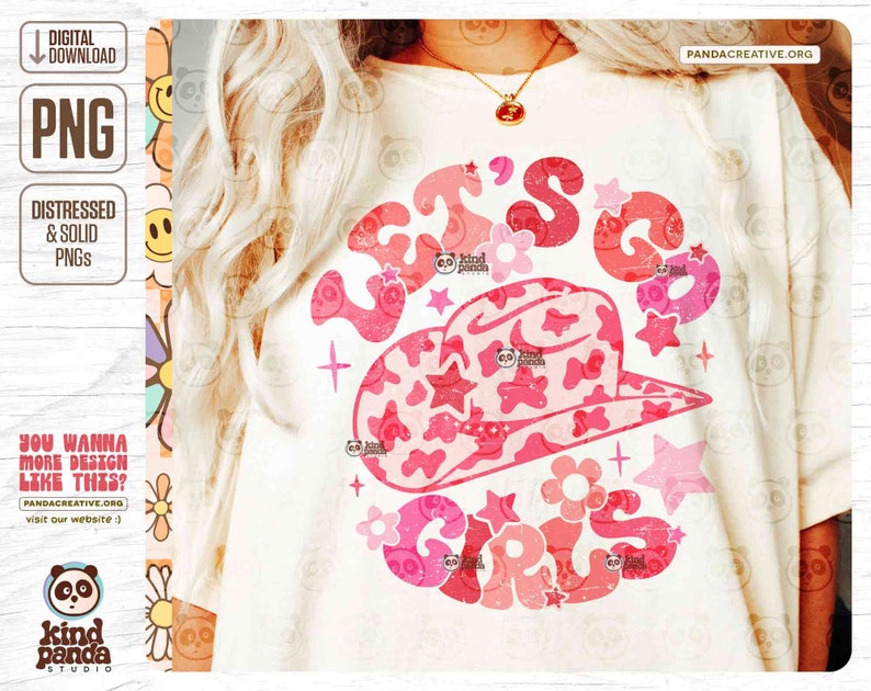 Let's Go Girls, Vintage Pink Cowgirl Shirt PNG, DTF Transfer Sublimation, Western Girls Trip, Howdy Bride Team, Country Bachelorette Party