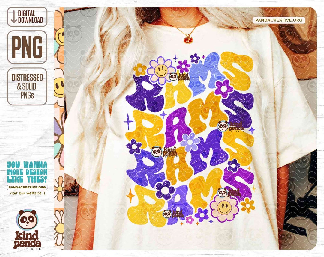 Rams PNG, Purple Gold Floral Sports Mascot Sublimation, Vintage College ...