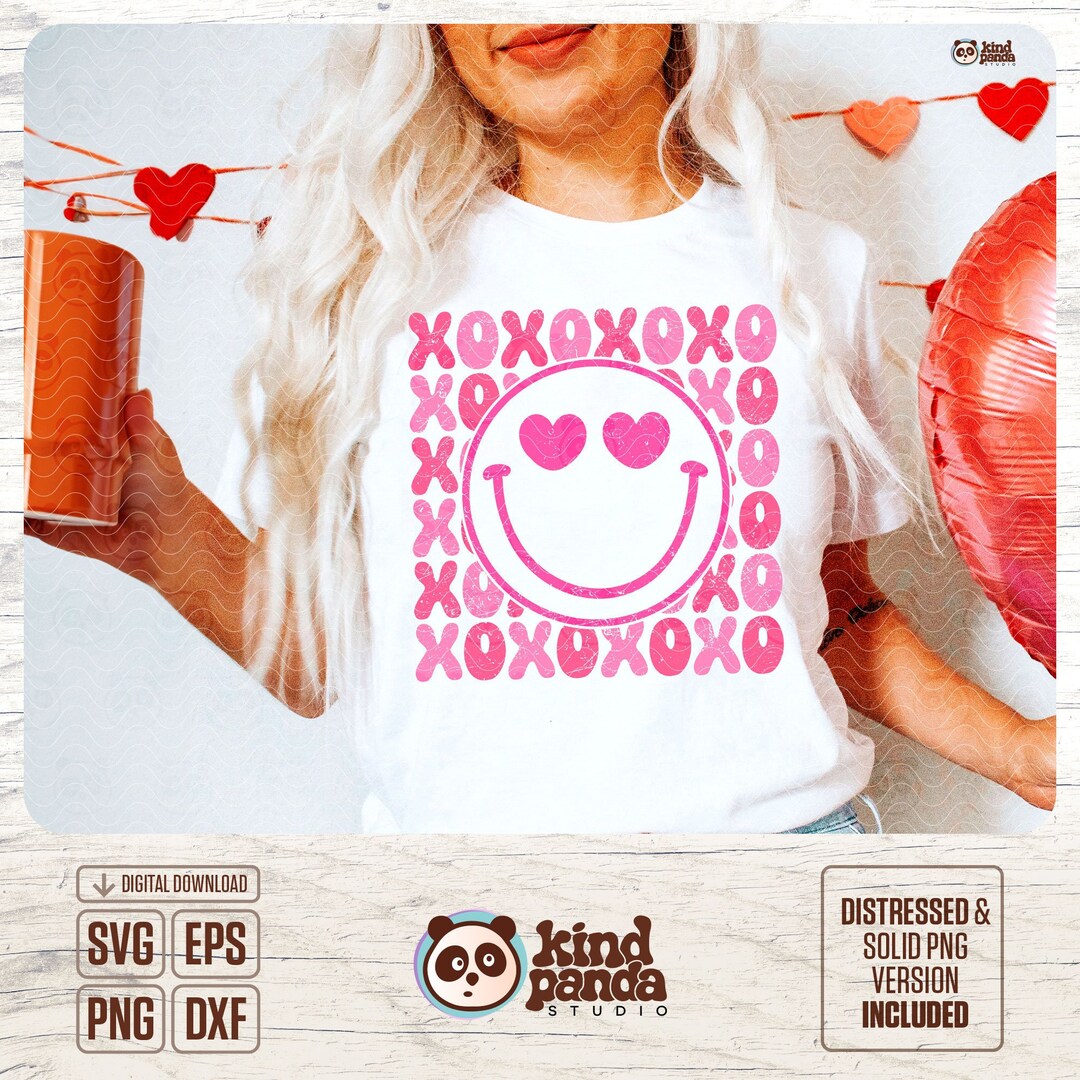 Happy Face SVG, Love Smile Face PNG, XOXO Svg, Heart Eyes Svg ...