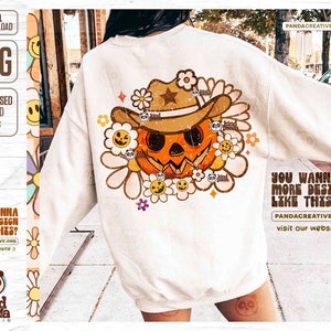 Floral Western Pumpkin PNG, Retro Halloween Sublimation, Cowboy Pumpkin, Country Fall Shirt png, Vintage Boohaw, Cowboo, Howdy Pumpkin png
