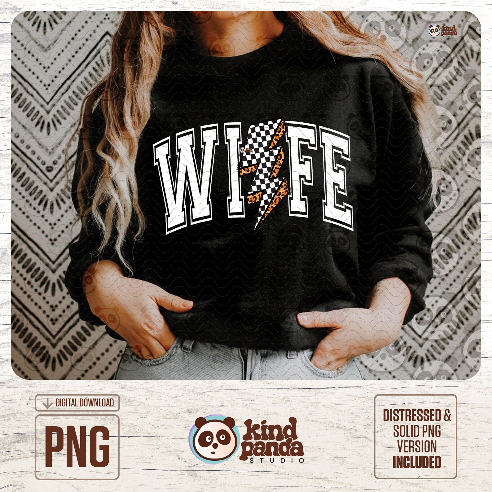Lightning Bolt Wife PNG, Wifey Shirt Png Sublimation, Checkered Wife ...