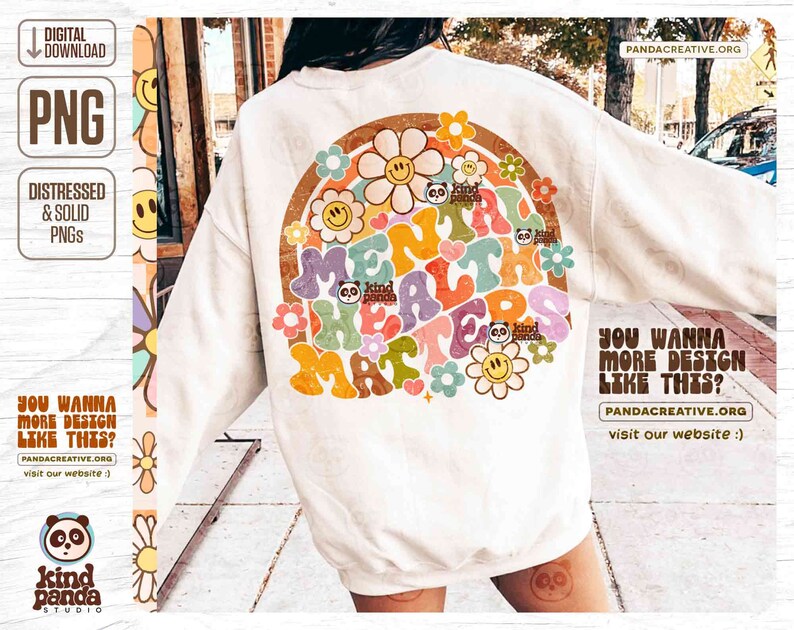 Retro Mental Health Matters PNG Sublimation, Mental Health Png, Floral ...