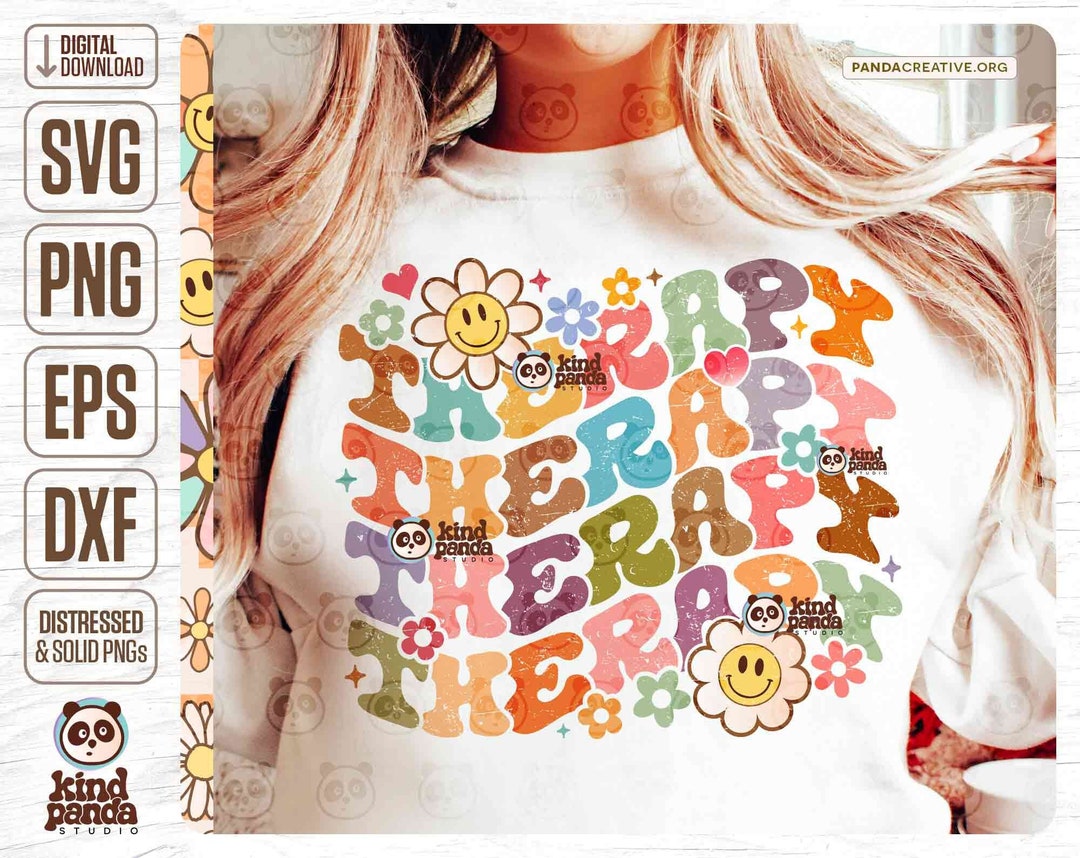 Floral Therapy SVG PNG, Retro Therapist Png Sublimation Shirt Design ...