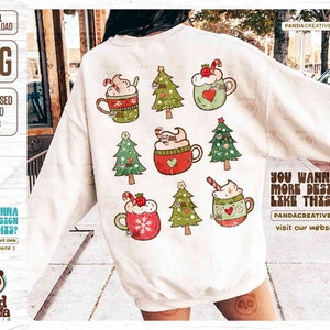 Christmas Drinks PNG, Retro Cozy Winter Coffee Sublimation, Hot Cocoa png, Peppermint iced latte png, Winter Holiday Shirt DTF Transfer file