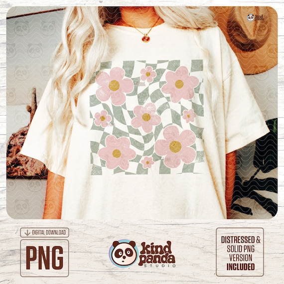Checkered Flower Png, Groovy Flowers Png, Spring Png, Retro flowers png, Floral Spring Shirt Sublimation, Groovy Spring Png Digital Download