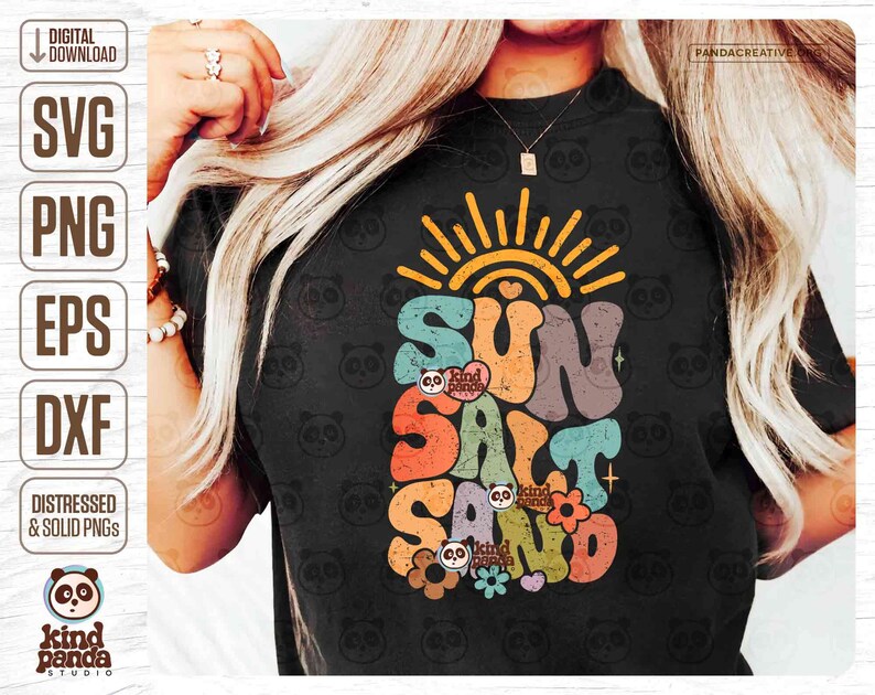 Retro Floral Summer SVG PNG, Sun Salt Sand, Groovy Beach Shirt Sublimation, Boho Vacay Mode, Ocean Hoodie Back Design DTF Transfer Cut File