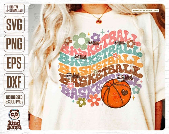 Floral Basketball SVG PNG Sublimation, Hoodie T-Shirt Back Design, Preppy Basketball Mama Cut File, Groovy Cheer Girl, Trendy Basketball DTF