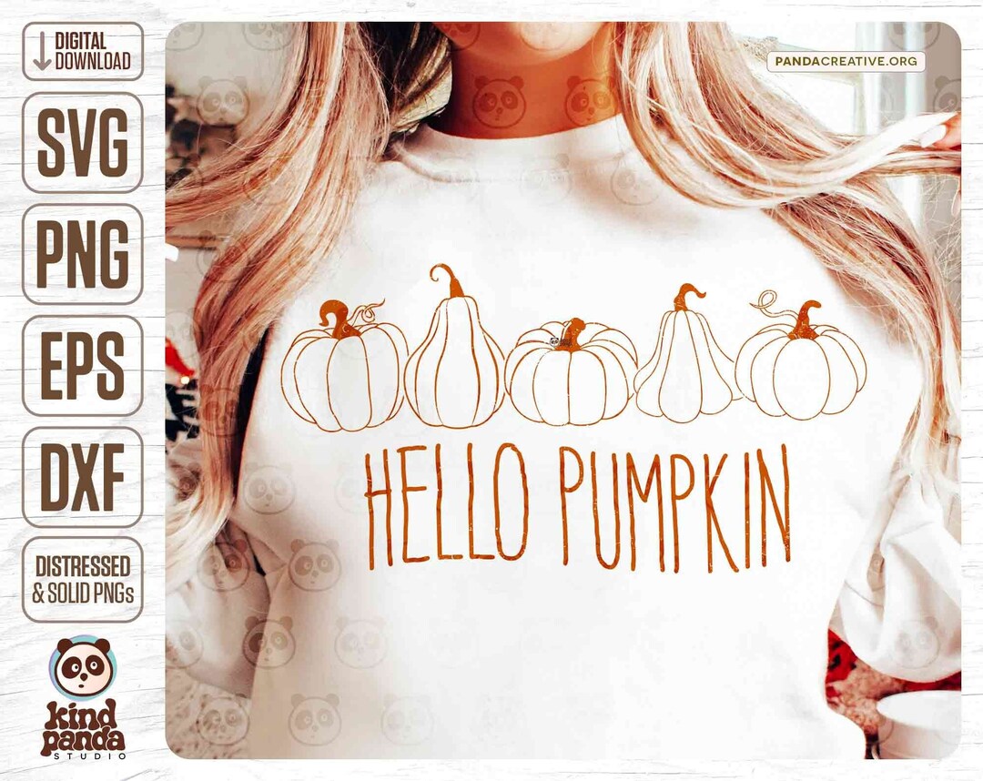 Hello Pumpkin Svg Png Dxf, Hello Fall Svg, Thanksgiving Svg, Autumn Svg ...