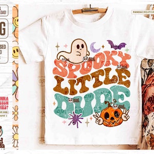 Spooky Dude PNG, Toddler Halloween Sublimation, Boys Halloween PNG, Groovy Kids Ghost, Retro Fall Little Dude Shirt Design, Digital Download