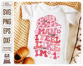 1st Birthday SVG PNG Sublimation, Groovy Baby Girl First Birthday, Western Princess Birthday Party png Design, creepers, baby diaper shirts