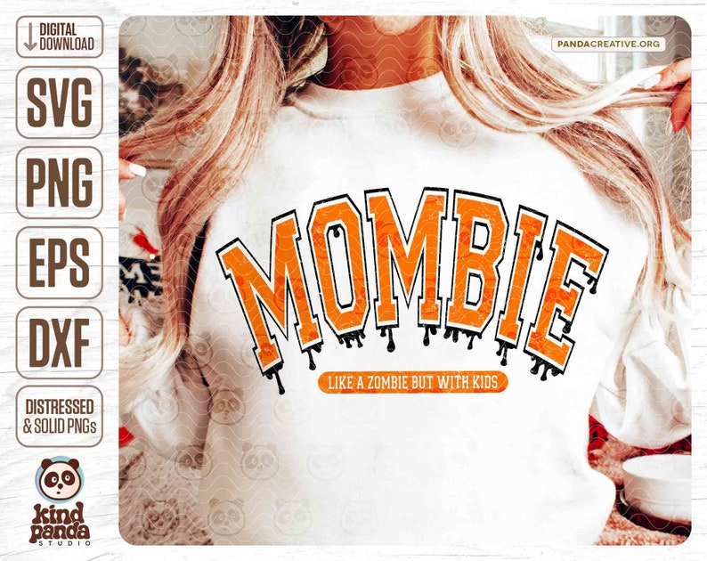 Distressed Mombie PNG SVG, Retro Halloween Mom Shirt Sublimation, Fall png, Spooky Mama svg, halloween svg, Varsity Font Spooky svg download