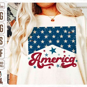 Vintage America PNG SVG, Distressed Retro USA Sublimation, American Cowgirl Shirt Design, 4th Of July, Rustic American Babe png Dtf Transfer image 6