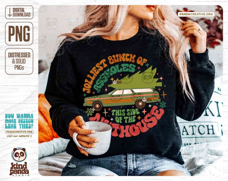 Jolliest Bunch of Assholes, Retro Christmas Vacation PNG Sublimation ...
