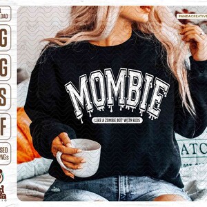 Distressed Mombie PNG SVG, Retro Halloween Mom Shirt Sublimation, Fall png, Spooky Mama svg, halloween svg, Varsity Font Spooky svg download