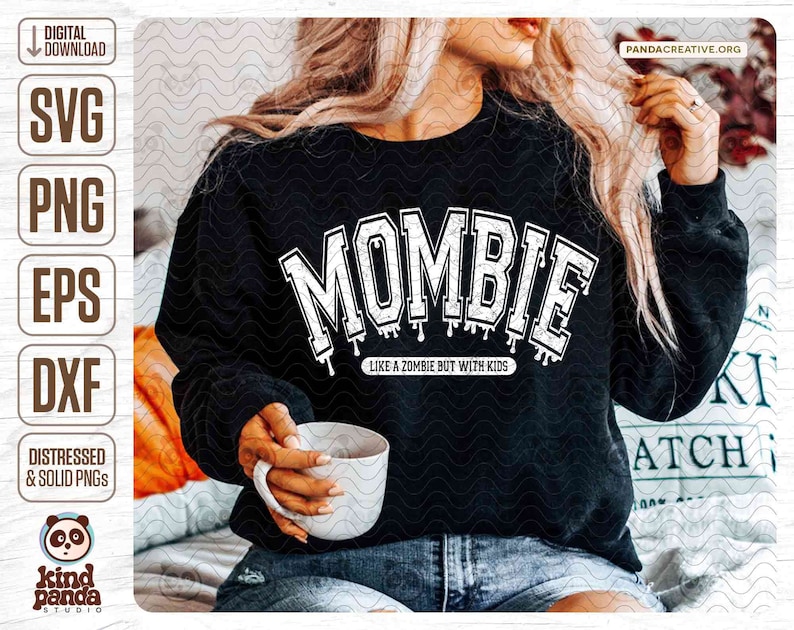 Distressed Mombie PNG SVG, Retro Halloween Mom Shirt Sublimation, Fall png, Spooky Mama svg, halloween svg, Varsity Font Spooky svg download
