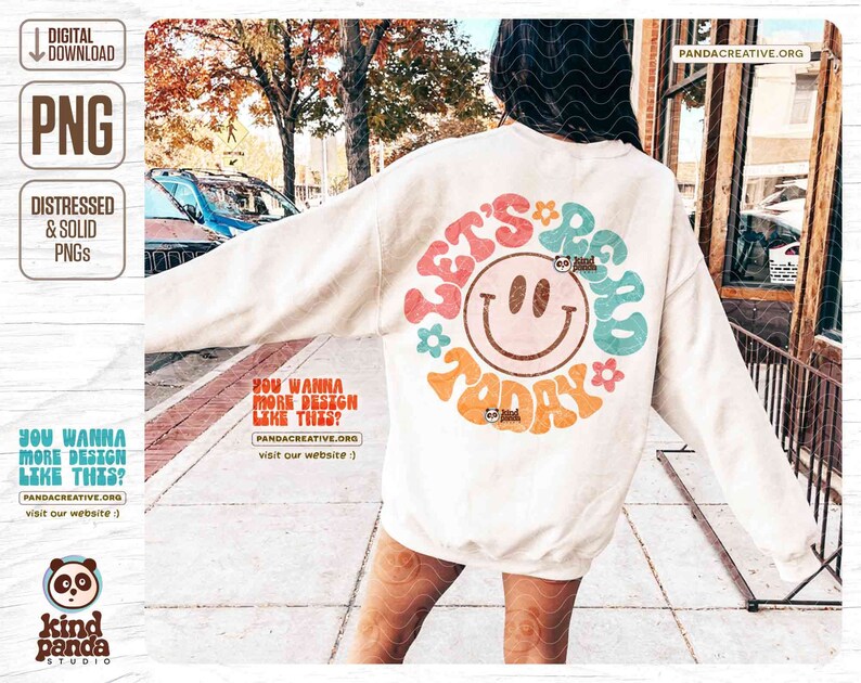 Puede incluir: Una sudadera blanca con un dise&ntilde;o gr&aacute;fico colorido que dice "Let's be rad today" con una carita sonriente en el centro. El dise&ntilde;o es de estilo retro con un esquema de colores arco&iacute;ris.