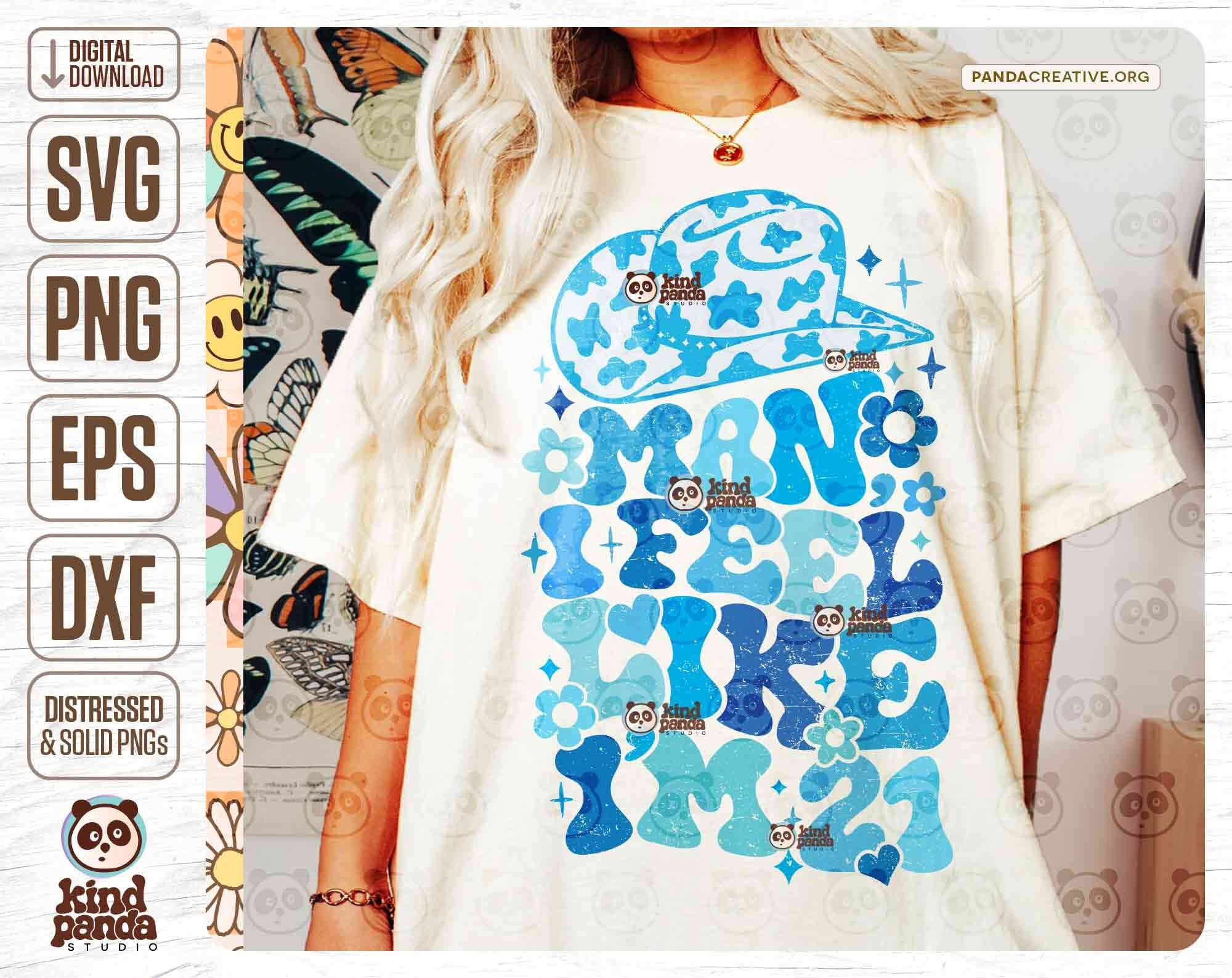Retro Blue 21th Birthday PNG SVG, Man I feel like I'm 21, Western Bday Sublimation, Groovy CowGirl Floral Bday Party Shirt DTF Transfer file