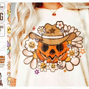 Floral Western Pumpkin PNG, Retro Halloween Sublimation, Cowboy Pumpkin, Country Fall Shirt png, Vintage Boohaw, Cowboo, Howdy Pumpkin png
